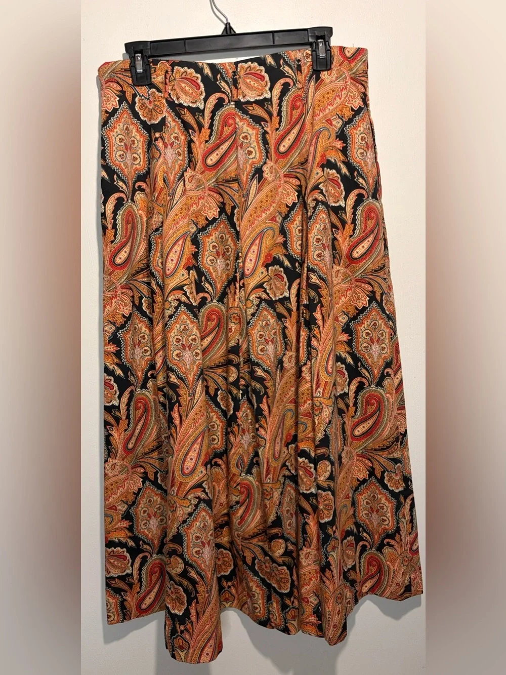 Vintage Herman Geist 100% Cotton Midi Maxi Skirt Paisley Print Pleated Size 14